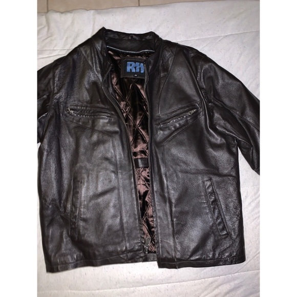 R11 Brown Leather Motorcycle Style Jacket - Picture 3 of 4